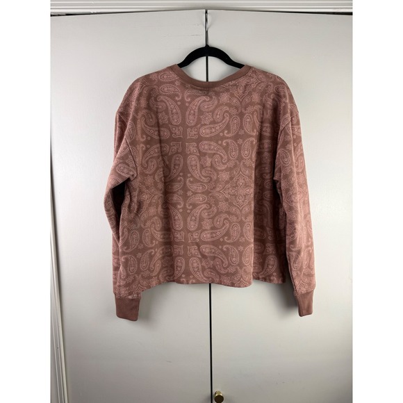Lucky Brand Womens Paisley Fleece‎ Sweatshirt Mauve Pink Crewneck A217605 NWT L - Picture 3 of 10